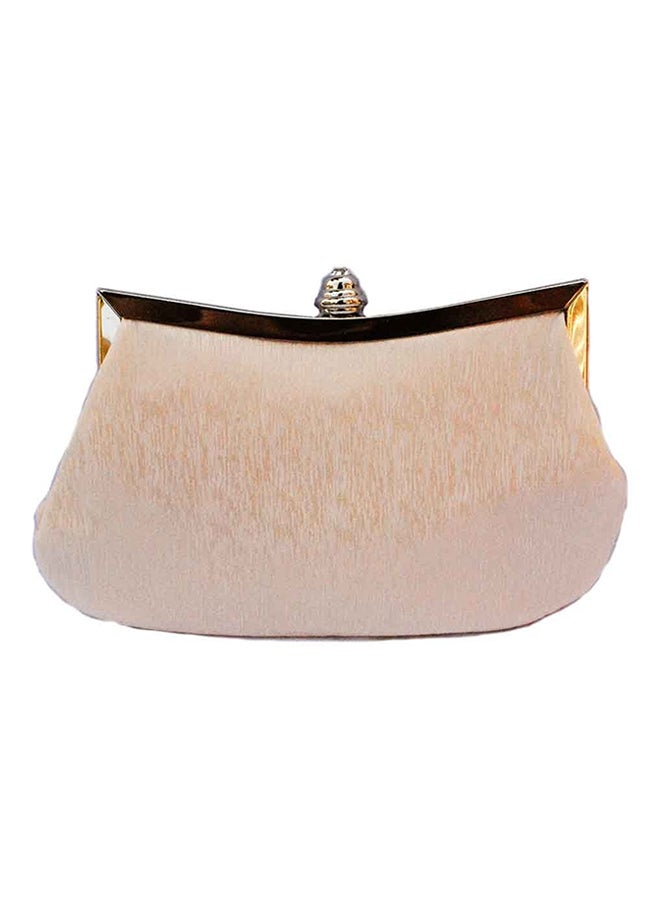 Rhinestone Studded Clutch Beige - Image 2